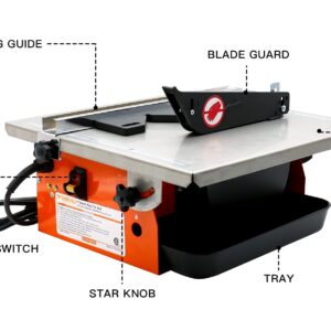 VIYUKI Tile Cutter Saw Portable Wet Cutting Porcelain Tile Cutter Table Saw 7-Inch Wet Tile Saw