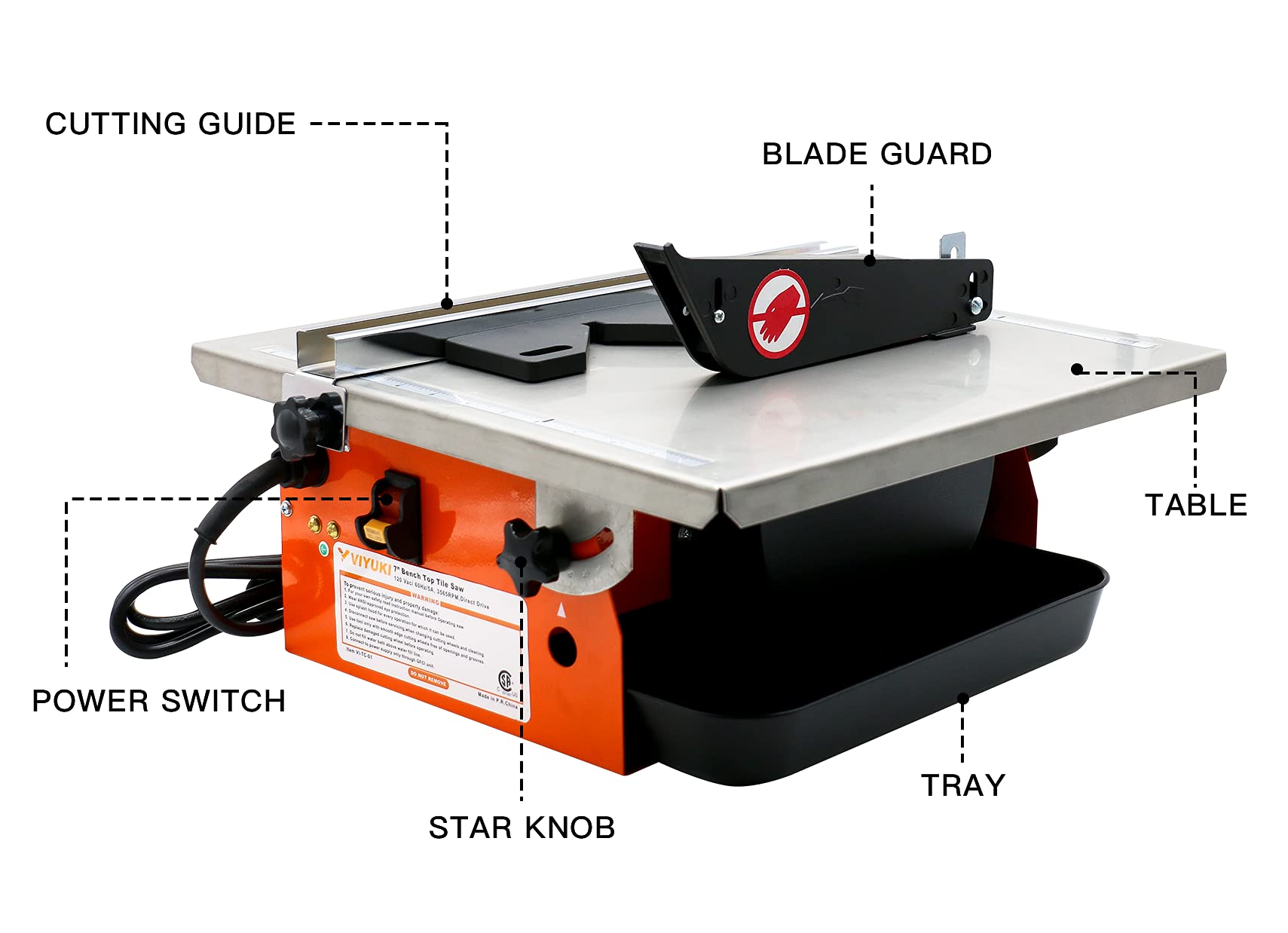 VIYUKI Tile Cutter Saw Portable Wet Cutting Porcelain Tile Cutter Table Saw 7-Inch Wet Tile Saw