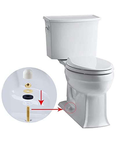 iFealClear Solid Brass Toilet Floor Bolts and Caps Set, Toilet Bowl to Floor Bolts with Washers and Round Cover Caps, Toilet Bolt Kit, White