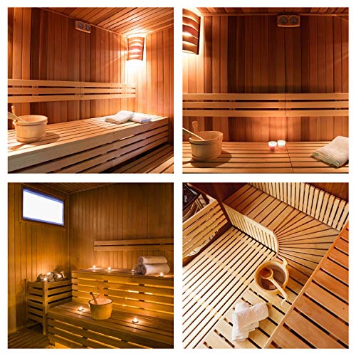 Kakunm Sauna Bucket and Ladle, Wooden Sauna Bucket Sauna Accessories for Men Women, Sauna Wood Bucket Set Cedar Made of Premium Finland Pinewood