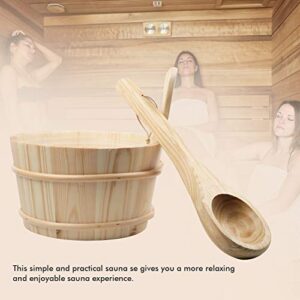 Kakunm Sauna Bucket and Ladle, Wooden Sauna Bucket Sauna Accessories for Men Women, Sauna Wood Bucket Set Cedar Made of Premium Finland Pinewood