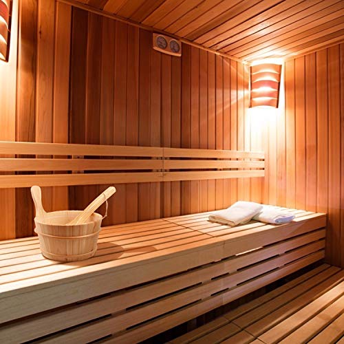 Kakunm Sauna Bucket and Ladle, Wooden Sauna Bucket Sauna Accessories for Men Women, Sauna Wood Bucket Set Cedar Made of Premium Finland Pinewood