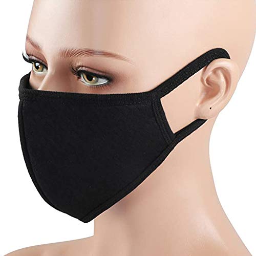 Black Face Mask, 5 Pcs Cloth Mask Cotton Face Masks Washable Reusable Fashion Protective Fabric Masks Outdoor for Adults Men Women Teens