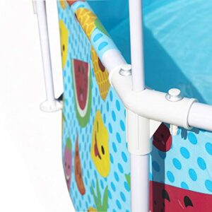 Bestway 8' x 20" Above Ground Kids Round Swimming Pool with UV Shaded Top Canopy and Built-in Water Mister, Fruit Designed Exterior