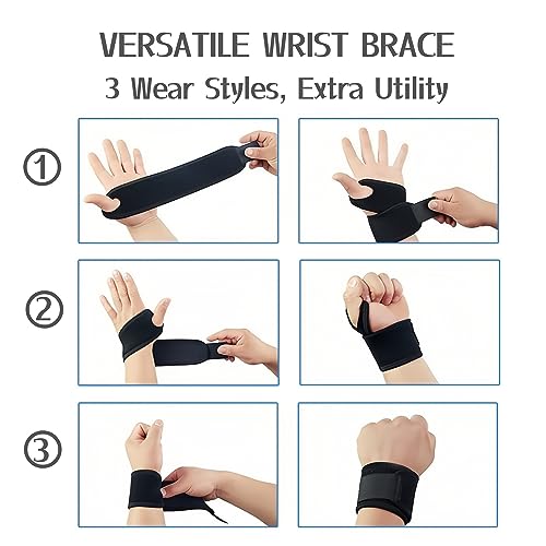 Imentha 2 Pack Wrist Braces - Wrist Wraps for Carpal Tunnel, Arthritis, and Tendinitis Pain Relief - Fits Both Right and Left Hands - Compression and Support for Fitness Enthusiasts