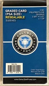 csp - psa sized graded card sleeves resealable bag - 2 mil - 100 bags psa slab / ultra pro one touch magnetic holder