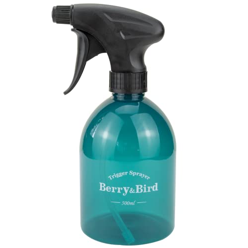 Berry&Bird Garden Plastic Spray Bottle, Refillable Empty Squirt Can Pot, Fine Mist Plant Watering Mister Trigger Cleaning Sprayer Container for Bonsai Hair 500 ml/16.9 Fl Oz