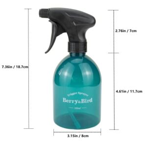 Berry&Bird Garden Plastic Spray Bottle, Refillable Empty Squirt Can Pot, Fine Mist Plant Watering Mister Trigger Cleaning Sprayer Container for Bonsai Hair 500 ml/16.9 Fl Oz