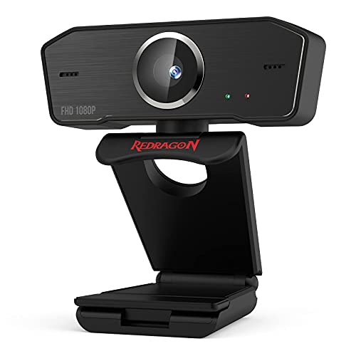 Redragon GW800 1080P PC Webcam with Built-in Dual Microphone, 360° Rotation - 2.0 USB Computer Web Camera - 30 FPS for Online Courses, Video Conferencing and Streaming