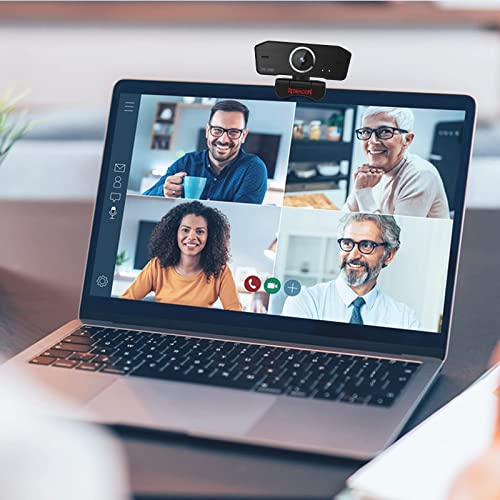 Redragon GW800 1080P PC Webcam with Built-in Dual Microphone, 360° Rotation - 2.0 USB Computer Web Camera - 30 FPS for Online Courses, Video Conferencing and Streaming