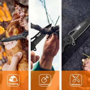 Rush Deer Pocket Knife, Folding Knife with Clip, Glass Breaker, Seatbelt Cutter. EDC Knife Utility Knife for Hiking Camping Fishing Work Outdoor Etc. Unique Gifts for Men Women Dad Husband Boyfriend