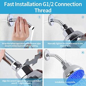 LED Shower Head with Light, 7 Color Light Automatically Changing LED Fixed Rainfall Adjustable High Pressure Quiet Light up Shower Heads Easy Installation for Kid Adult