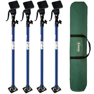 xinqiao third hand tool 3rd hand support system, premium steel support rod with 154 lb capacity for cabinet jack, drywall jack& cargo bars, 49.2 in- 114.2 in long, 4 pc, blue