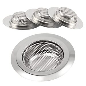 4 pcs kitchen sink strainer, szuah stainless steel drain filter strainer with large wide rim 4.5" diameter perfect for most kitchen sinks