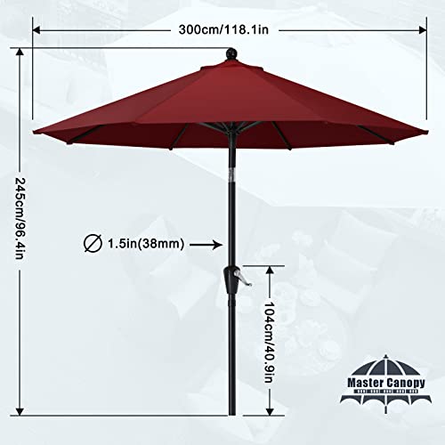 MASTERCANOPY Patio Umbrella for Outdoor Market Table -8 Ribs (10ft,Burgundy)