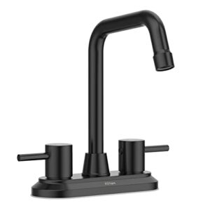 aihom bathroom faucet black 4 inch lavatory faucet 2 handle centerset bathroom sink faucet, stainless steel high arc 360° swivel spout vanity faucet (sink drain and supply hose not included)