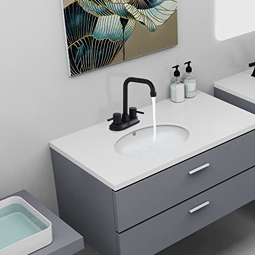 AiHom Bathroom Faucet Black 4 Inch Lavatory Faucet 2 Handle Centerset Bathroom Sink Faucet, Stainless Steel High Arc 360° Swivel Spout Vanity Faucet (Sink Drain and Supply Hose not Included)