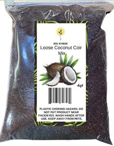 loose coconut coir mix, coconut coir for gardening, and reptile substrate, all natural, ph balanced double washed coco peat 4qt
