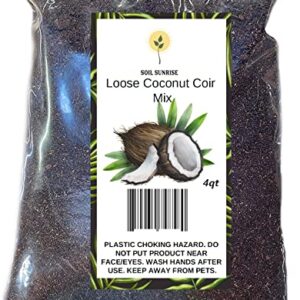 Loose Coconut Coir Mix, Coconut Coir for Gardening, and Reptile Substrate, All Natural, PH Balanced Double Washed Coco Peat 4qt