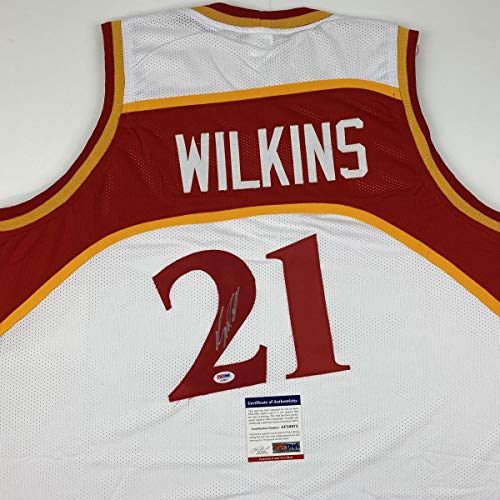 Autographed/Signed Dominique Wilkins Atlanta White Basketball Jersey PSA/DNA COA