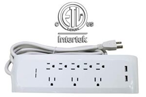 maxworks 50390 900 joule 8 outlet power strip with 2 usb charging ports, 8 foot power cord 1875w 15a 125v 60hz sjt 14/3