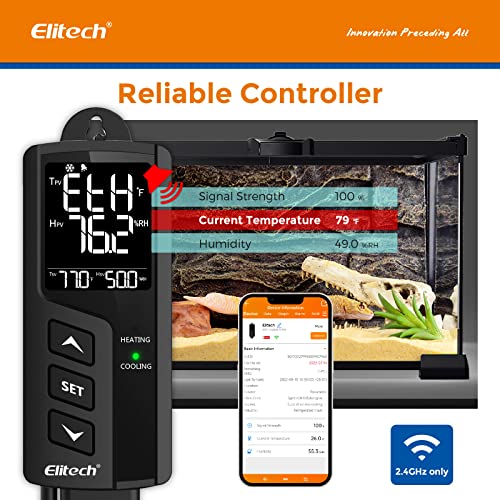 Elitech Temperature and Humidity Controller STC-1000WiFi Pro TH T&H Cooling Heating Switch On-Off Thermostat for Heat Pad Reptile Aquarium Homebrew Freezer -40~230°F Pre-Wired Outlets 110V 1100W 10A