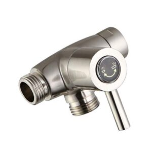 solid brass shower arm diverter for hand held showerhead and fixed shower spray head ∣ g 1/2 3-way bathroom universal shower system replacement part (brushed nickel)