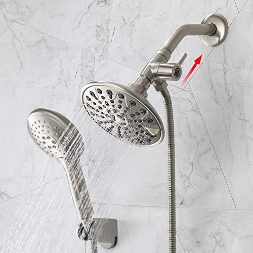 Solid Brass Shower Arm Diverter for Hand Held Showerhead and Fixed Shower Spray Head ∣ G 1/2 3-Way Bathroom Universal Shower System Replacement Part (Brushed Nickel)