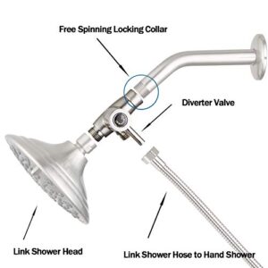 Solid Brass Shower Arm Diverter for Hand Held Showerhead and Fixed Shower Spray Head ∣ G 1/2 3-Way Bathroom Universal Shower System Replacement Part (Brushed Nickel)