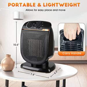 tectake Outdoor Patio Heater, Portable Electric Heaters with Thermostat, 120° Oscillating, 1500W Quiet Small Space Heaters for Indoor Use, Bedroom, Office, Outside, Tent