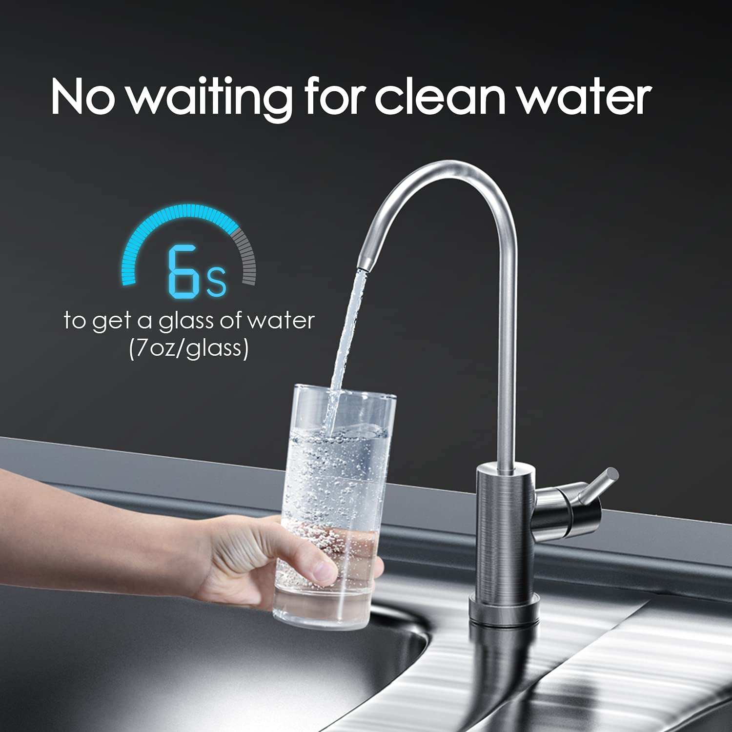 Waterdrop TSC Under Sink Water Filter System, USA Tech, Smart Filter Life Reminder, Reduce Most of PFOA/PFOS, PFAS, Chlorine, Fluoride, Bad Taste and Odor