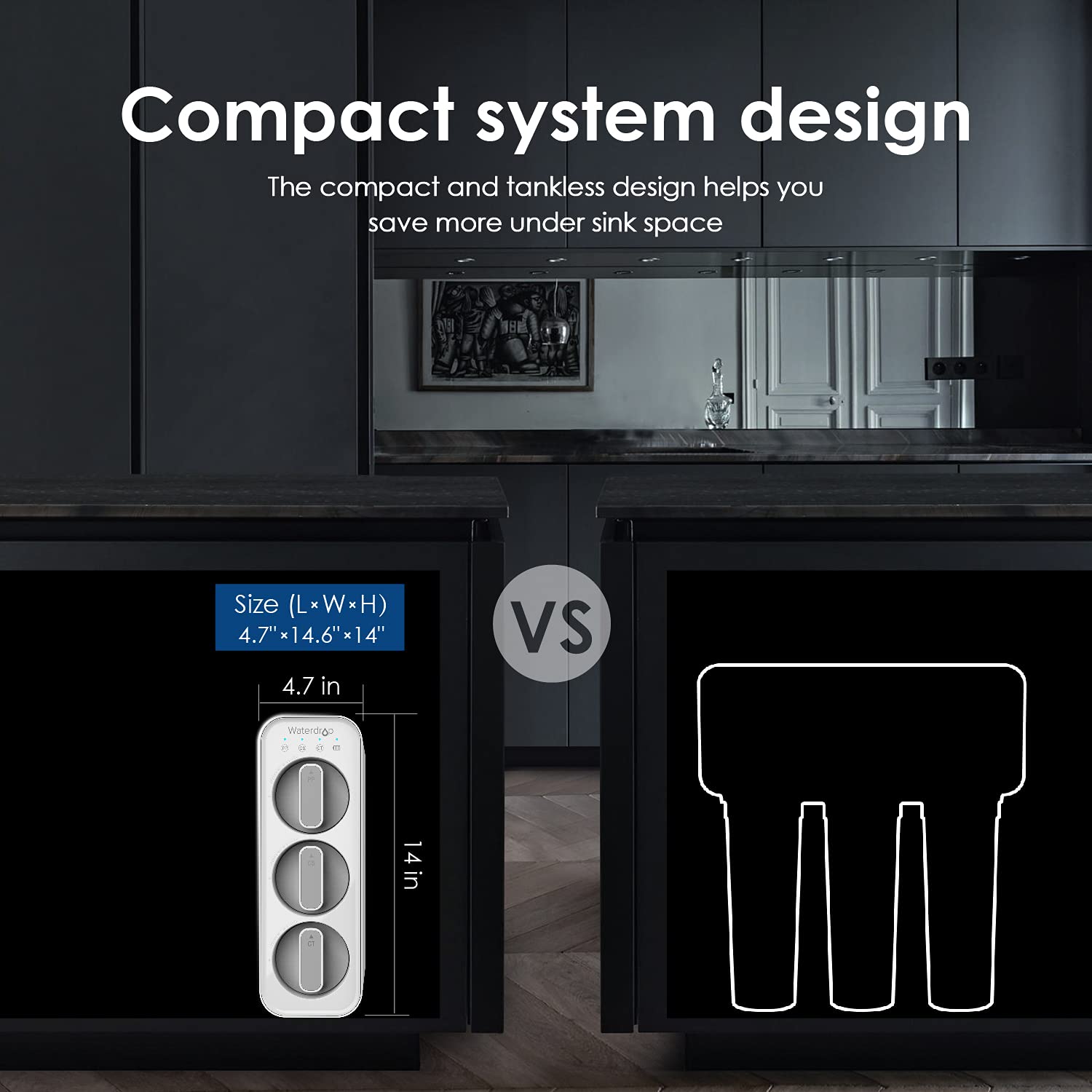 Waterdrop TSC Under Sink Water Filter System, USA Tech, Smart Filter Life Reminder, Reduce Most of PFOA/PFOS, PFAS, Chlorine, Fluoride, Bad Taste and Odor