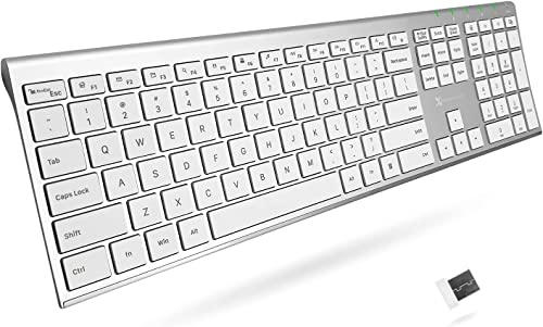 X9 Performance Slim Full Size Wireless Keyboard for Laptop and Desktop PC | Elegant Low Profile 2.4G Computer Keyboard Wireless - Rechargeable Flat Keyboard with Number Pad, 110 Silent Keys - Aluminum