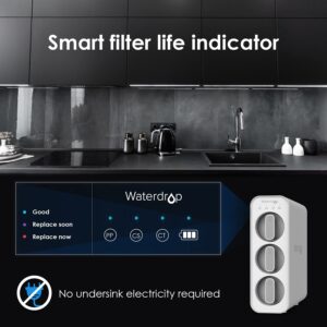 Waterdrop TSC Under Sink Water Filter System, USA Tech, Smart Filter Life Reminder, Reduce Most of PFOA/PFOS, PFAS, Chlorine, Fluoride, Bad Taste and Odor