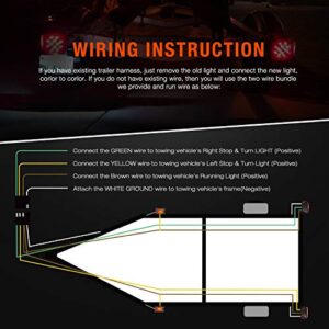 Nilight 2PCS Square LED Trailer Light Kit Low Profile Submersible IP68 LED Stop Turn Tail Side Marker License Light for 12V Utility Trailer Boat Camper RV Trucks Marine Snowmobile,2 Years Warranty