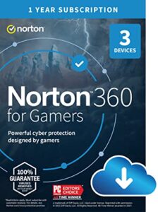 norton 360 for gamers 2023, multiple layers of protection for up to 3 devices – includes game optimizer, gamer tag monitoring, secure vpn and pc cloud backup [download]