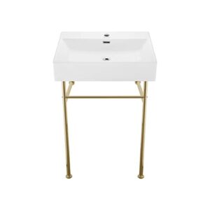 swiss madison well made forever sm-cs721, claire 24" ceramic console sink in glossy white basin