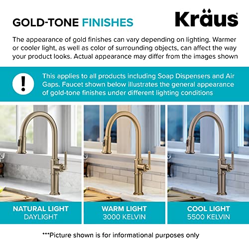 KRAUS Allyn Transitional Bridge Kitchen Faucet and Water Filter Faucet Combo in Brushed Gold, KPF-3121-FF-102BG