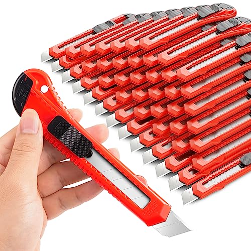 DIYSELF 30 Pack Box Cutter Retractable, 18mm Box Knife, Utility Knife Retractable with Snap Off Blade, Automatic Retractable Knife, Box Cutter Knife, Sharp Box Cutters for Cardboard, Art, Craft