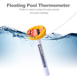 Kingsource Pool Thermometer Large Floating Water Temperature Thermometers with String, Water Thermometer Aquarium,for Outdoor & Indoor Swimming Pools, Spas, Hot Tubs, Aquariums & Fish Ponds