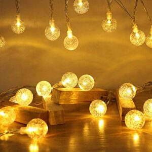 anjaylia 26ft 60 led battery operated 8 modes waterproof fairy lights string lights for party, home, bedroom, christmas decoration, warm white