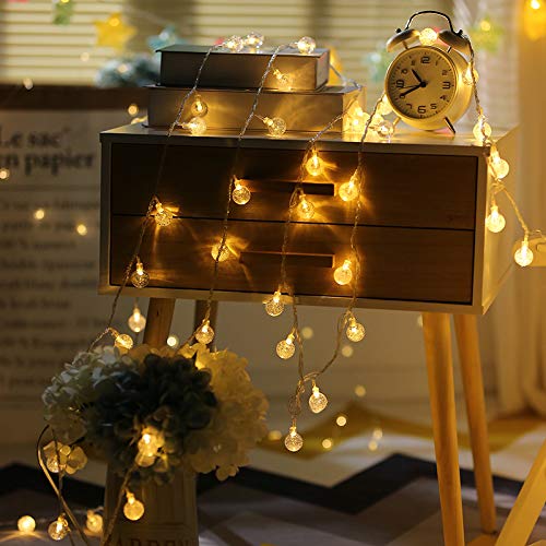 ANJAYLIA 26FT 60 LED Battery Operated 8 Modes Waterproof Fairy Lights String Lights for Party, Home, Bedroom, Christmas Decoration, Warm White