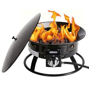 Kinger Home 20" Portable Propane Fire Pit for Camping with Carrying Strap, 52,000 Btu, Portable Campfire, Smokeless Fire Pit, Outdoor Heater Propane Gas Fire Pit Black