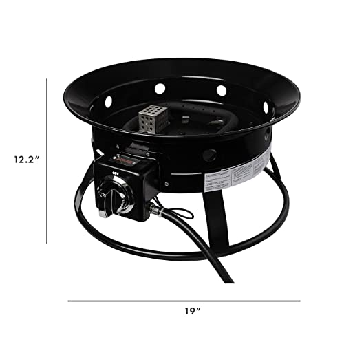 Kinger Home 20" Portable Propane Fire Pit for Camping with Carrying Strap, 52,000 Btu, Portable Campfire, Smokeless Fire Pit, Outdoor Heater Propane Gas Fire Pit Black