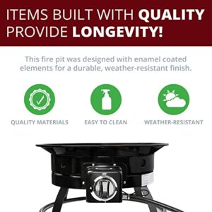 Kinger Home 20" Portable Propane Fire Pit for Camping with Carrying Strap, 52,000 Btu, Portable Campfire, Smokeless Fire Pit, Outdoor Heater Propane Gas Fire Pit Black