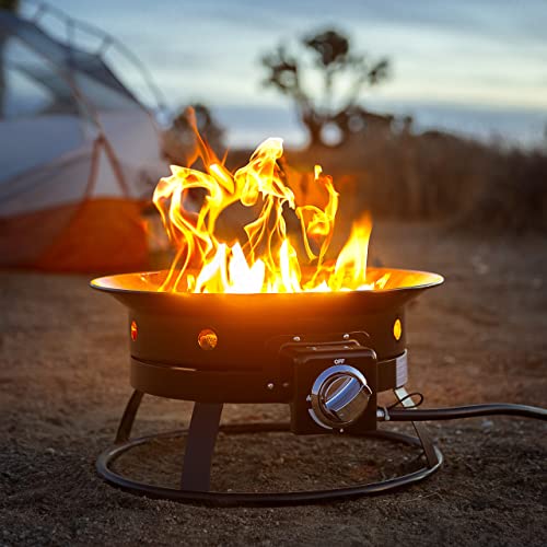 Kinger Home 20" Portable Propane Fire Pit for Camping with Carrying Strap, 52,000 Btu, Portable Campfire, Smokeless Fire Pit, Outdoor Heater Propane Gas Fire Pit Black