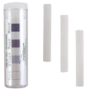 fryoilsaver co, restaurant sanitizer iodine testing strips, 0-50 ppm ph paper test strips, vial of 100 test strips
