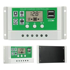 30A Solar Charge Controller 12V/24V Auto, Solar Panel Charge Controller 30Amp Solar Regulator Lithium Battery/Lead-Acid with Dual USB LCD, Adjustable Parameter Backlight LCD Display and Timer Setting