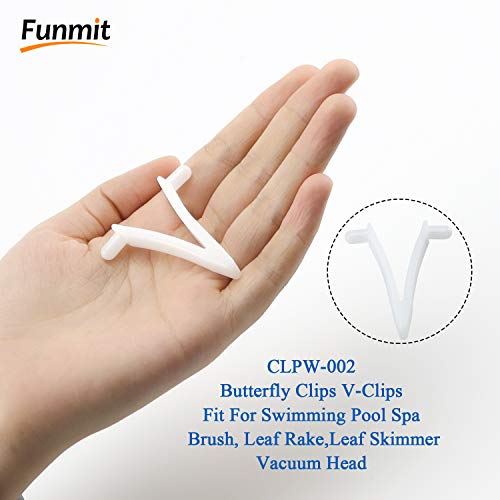 Funmit Pool Butterfly Clips V-Clips Attachment Clips Replacement for Pool Spa Brush Leaf Rake Leaf Skimmer (24 Pack)