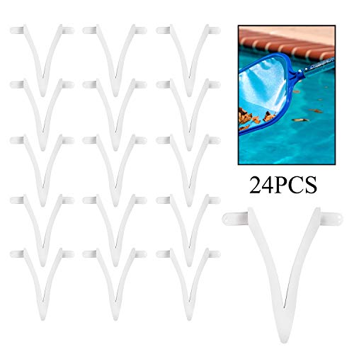 Funmit Pool Butterfly Clips V-Clips Attachment Clips Replacement for Pool Spa Brush Leaf Rake Leaf Skimmer (24 Pack)